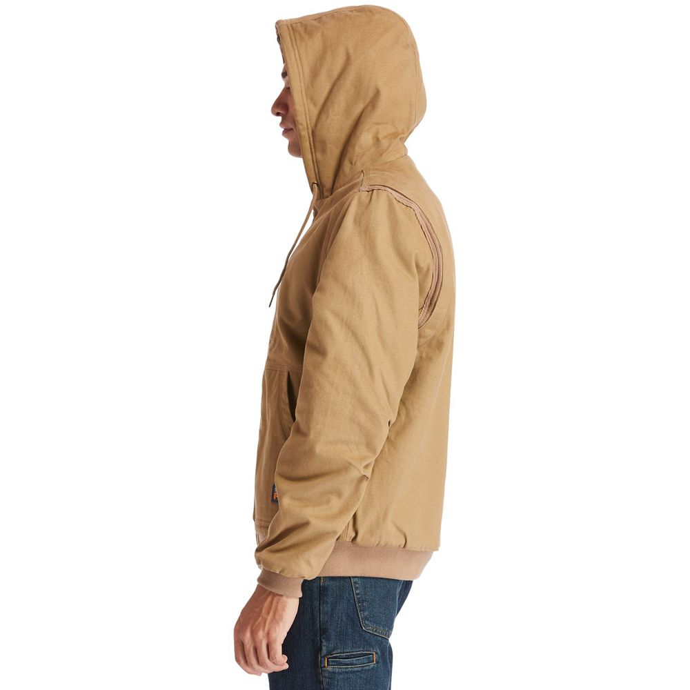 Timberland Μπουφαν Ανδρικα Καφε - Pro® Gritman Lined, Hooded Καμβας - Greece 2354910-EY